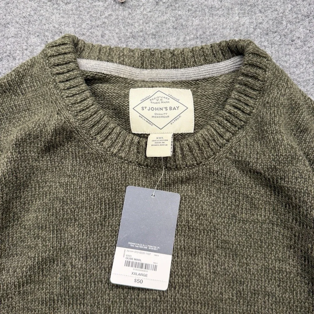 NWT St John's Bay Men's Knit Sweater Green Size XXl
